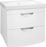 Тумба Style Line подвесная Жасмин-2 60 (2 ящ.), Люкс белая, PLUS
