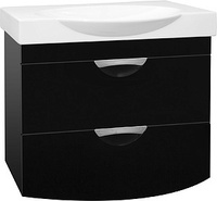 Тумба Style Line подвесная Жасмин-2 76 (2 ящ.), Люкс черная, PLUS