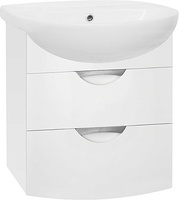 Тумба Style Line подвесная Жасмин-2 55 (2 ящ.), Люкс белая, PLUS