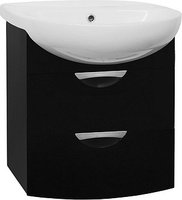 Тумба Style Line подвесная Жасмин-2 55 (2 ящ.), Люкс черная, PLUS